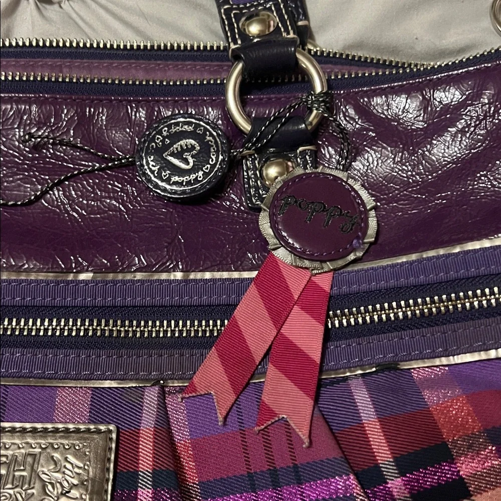 Coach Poppy classic tan and purple tartan large tote (lot of 2, not separating) - Picture 3 of 16